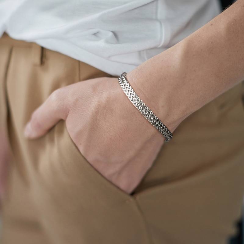 Stylish Stainless Steel Bali Foxtail Chain Bracelet Bracelets For Men