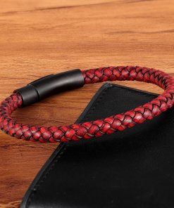 New Classic Style Men Leather Bracelet Simple Black Bracelets For Men