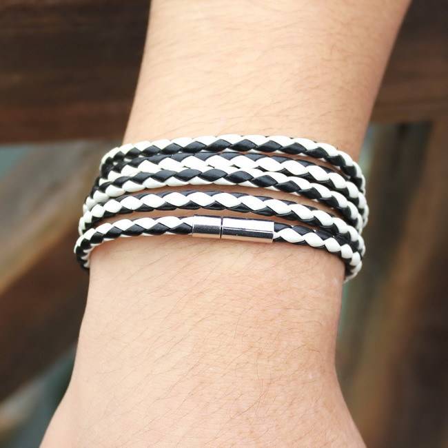 XQNI brand black retro Wrap Long leather bracelet men bangles fashion sproty Chain link male charm bracelet with 5 laps