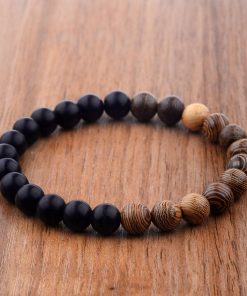 8MM New Natural Wood Beads Bracelets Men Black Bracelets For Men 