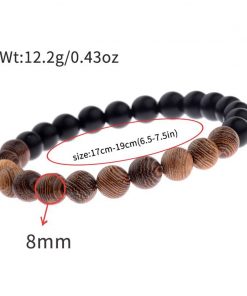 8MM New Natural Wood Beads Bracelets Men Black Bracelets For Men 