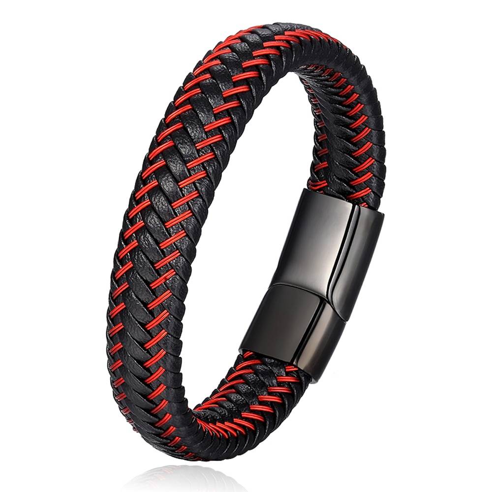Trendy Men Jewelry Red Braided Leather Rope Bracelets For Men