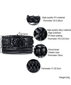 Mix 4Pcs/ Set Braided Wrap Leather Bracelets for Men Bracelets For Men 