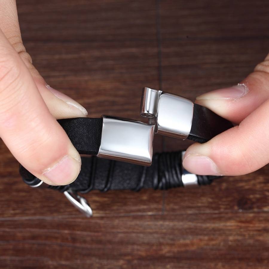 Multi-layer Leather Feather Shape Bracelet Men’s Bracelets For Men