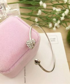 New Fashion Adjustable Crystal Double Heart Bow Bracelets For Women