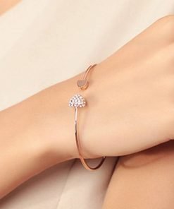 New Fashion Adjustable Crystal Double Heart Bow Bracelets For Women