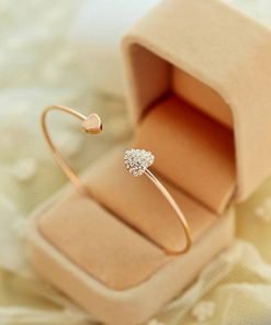 New Fashion Adjustable Crystal Double Heart Bow Bracelets For Women