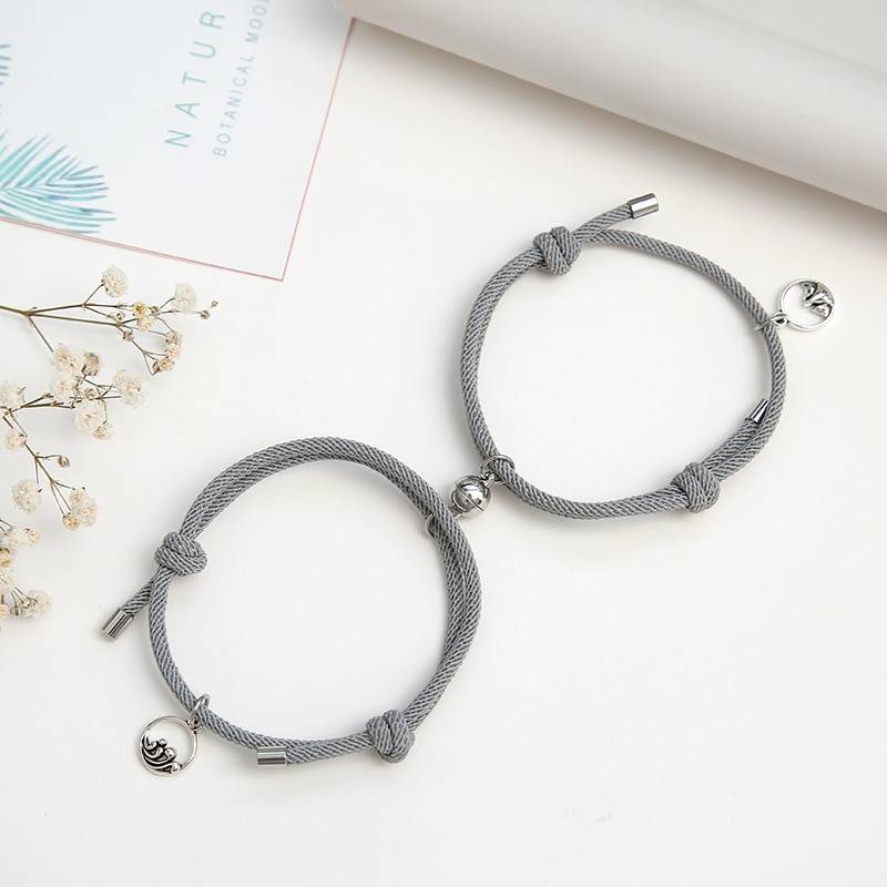 2020 Fashion 2pcs/set Paired Bracelet For Lovers Distance Magnet Couple Braslet Women Men Braided String Brazalete Stone Braclet