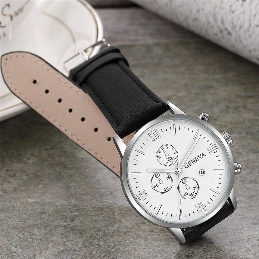 2020 Relogio Masculino Watches Men Fashion Sport Stainless Steel Case Leather Strap Watch Quartz Business Wristwatch Reloj Hombr