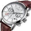 New Mens Watches Top Brand Leather Chronograph Quartz Watches