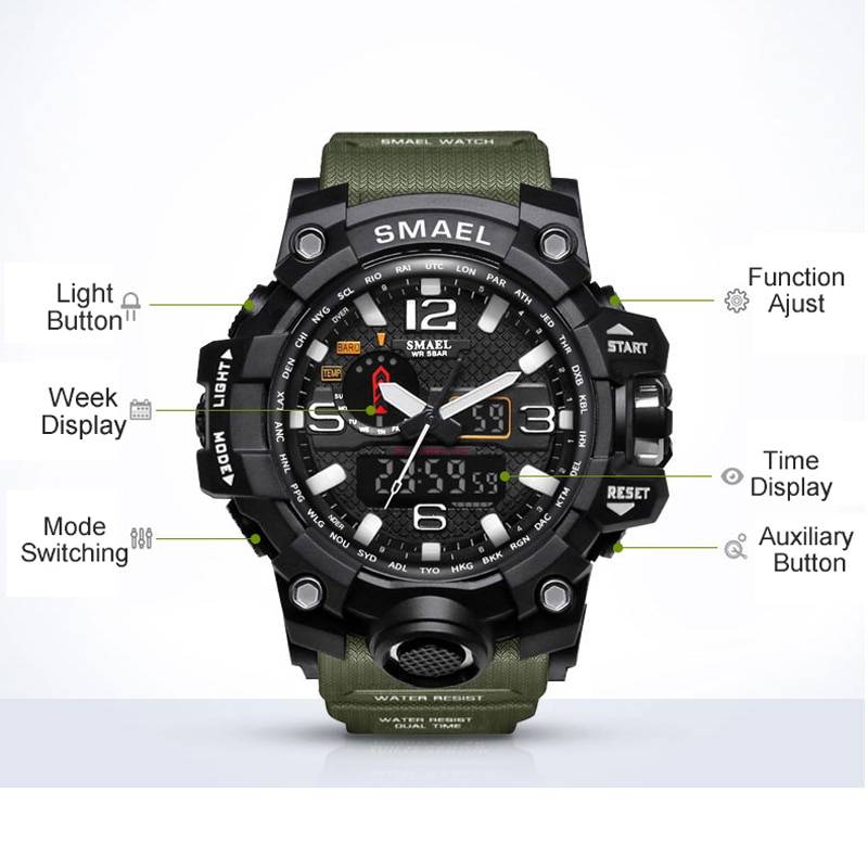 Watch Dual Display Analog Digital LED Electronic Quartz Quartz Watches