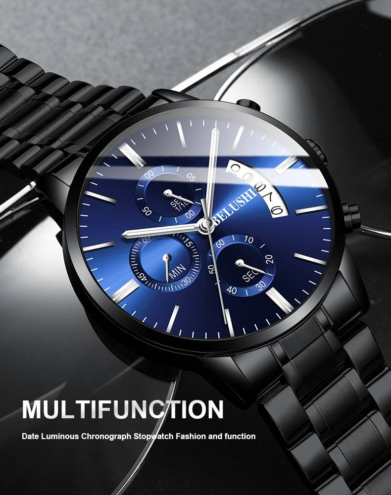 Men's Watch Luxury Brand BELUSHI High-end Man Business Casual Watches Mens Waterproof Sports Quartz Wristwatch relogio masculino