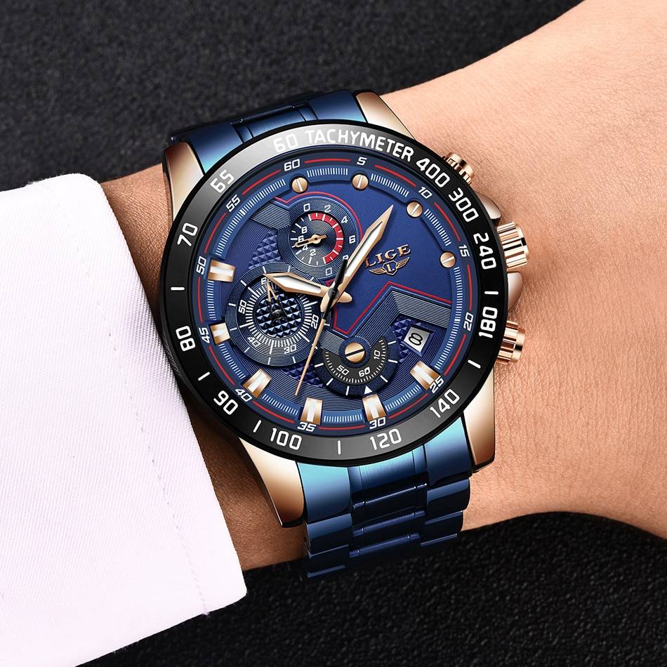 Relogio Masculino 2020 New Watches Men Luxury Brand LIGE Chronograph Men Sports Watches Waterproof Full Steel Quartz Men's Watch