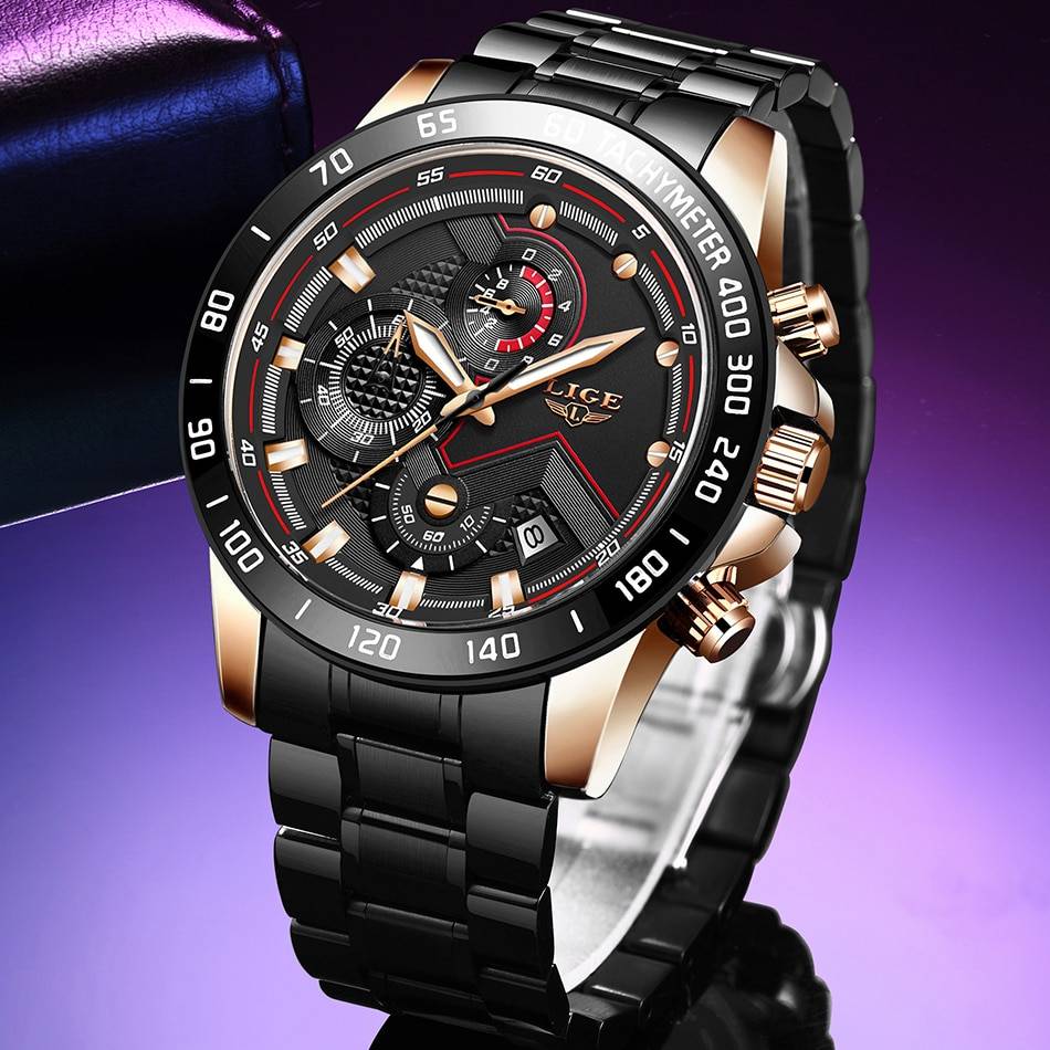Relogio Masculino 2020 New Watches Men Luxury Brand LIGE Chronograph Men Sports Watches Waterproof Full Steel Quartz Men's Watch