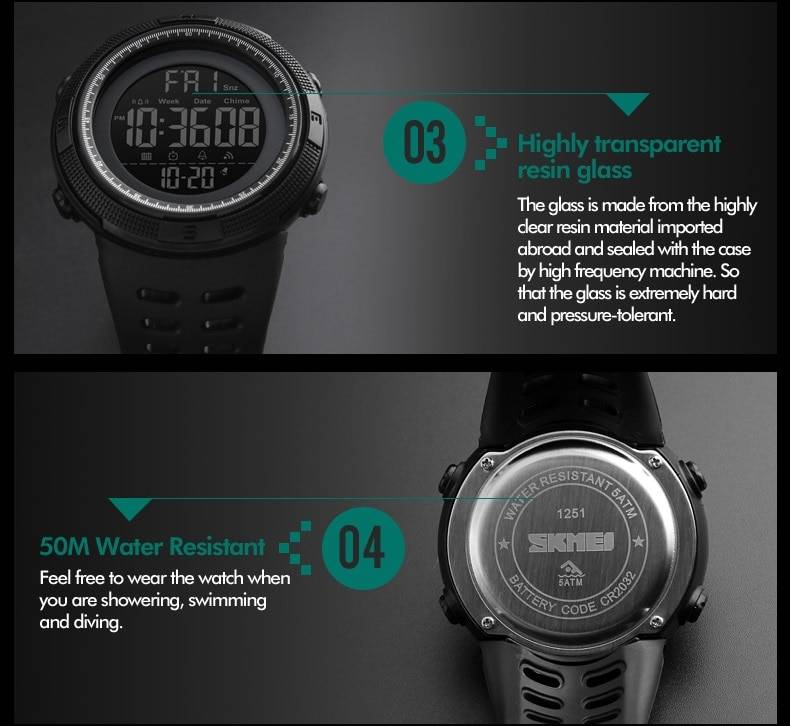 SKMEI Brand Men Sports Watches Fashion Chronos Countdown Men's Waterproof LED Digital Watch Man Military Clock Relogio Masculino