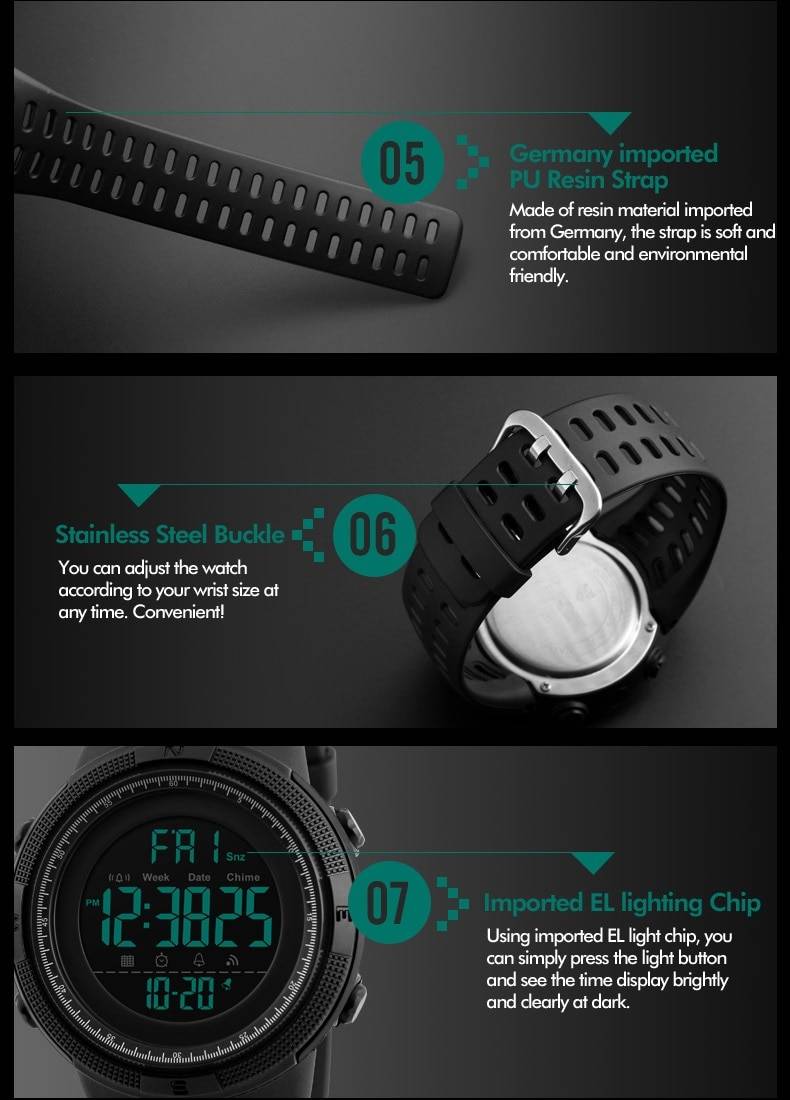 SKMEI Brand Men Sports Watches Fashion Chronos Countdown Men's Waterproof LED Digital Watch Man Military Clock Relogio Masculino