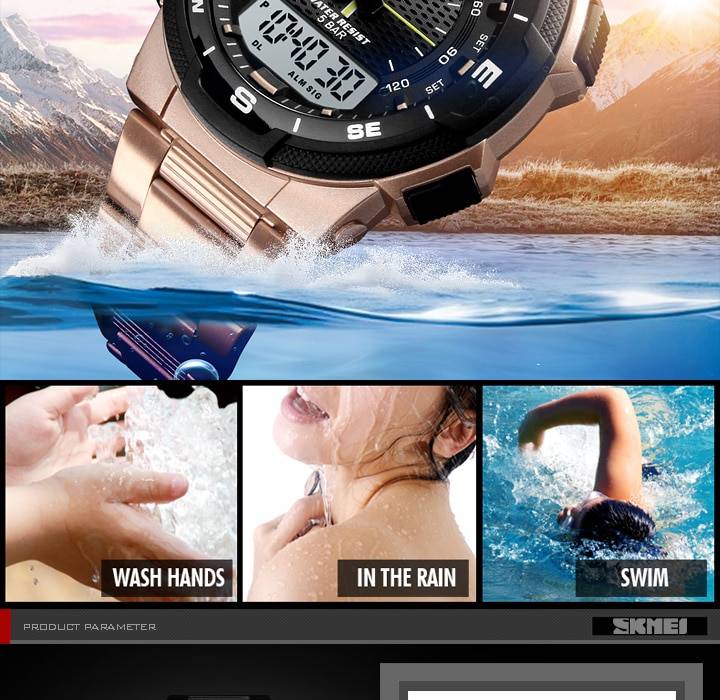 SKMEI Watch Men's Watch Fashion Sport Watches Stainless Steel Strap Mens Watches Stopwatch Chronograph Waterproof Wristwatch Men SKMEI Watch Men's Watch Fashion Sport Watches Stainless Steel Strap Mens Watches Stopwatch Chronograph Waterproof Wristwatch Men