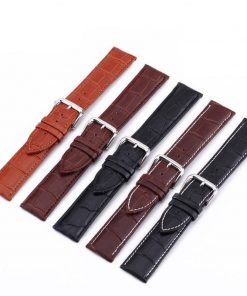 Genuine Leather Straps 10-24mm Watch Accessories Watch Strap 58c99d5d65c49cc7bea0c0: Black black line|Black white line|Brown brown line|Brown white line|Light brown
