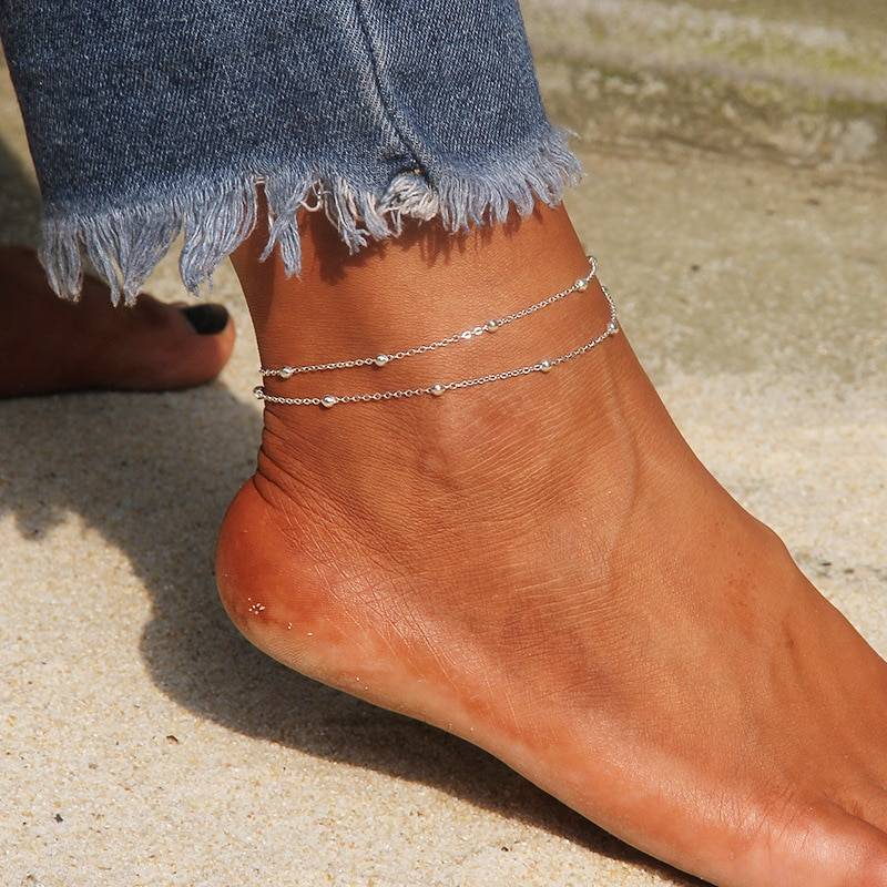 Simple Heart Female Anklets Barefoot Crochet Sandals Foot Jewelry Leg New Anklets On Foot Ankle Bracelets For Women Leg Chain