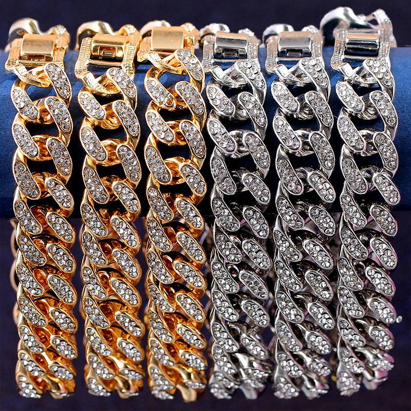 New Fashion Chunky Metal Chain Anklet For Women Men Rhinestone Gold Silver Color Cuban Foot Bracelet Punk Hip Hop Rock Jewelry