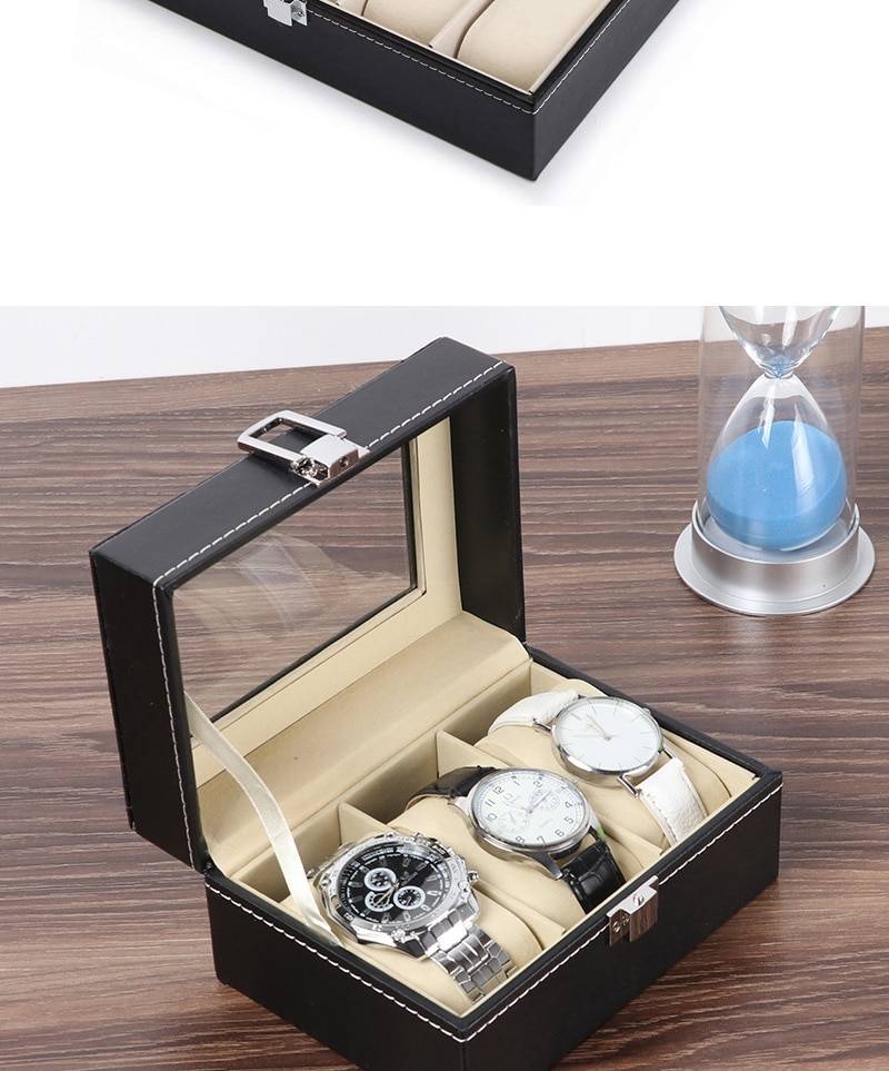 3/6/10 Slots Leather Watch Storage Box Organizer New Mens Watch Display Holder Cases Black Jewelry Gift Boxes Best Gift
