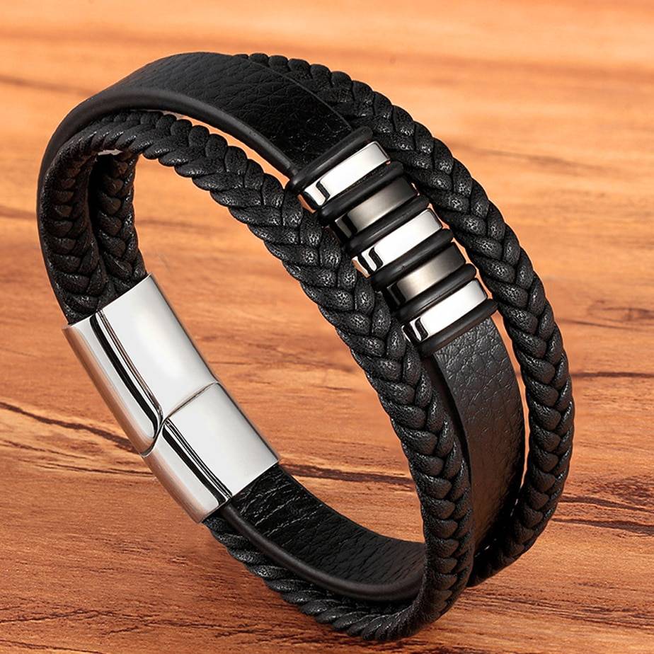 Fashion Stainless Steel Charm Magnetic Black Men Bracelets For Men