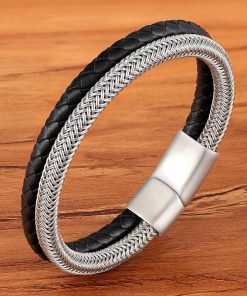 Fashion Stainless Steel Charm Magnetic Black Men Bracelets For Men 