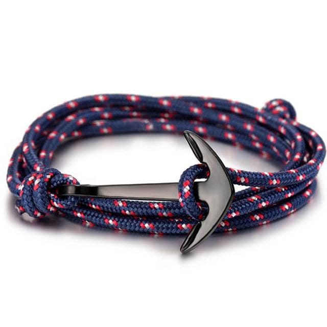 High quality fashion black anchor bracelet men's charm survival rope chain leather friendship bracelet men and women jewelry High quality fashion black anchor bracelet men's charm survival rope chain leather friendship bracelet men and women jewelry