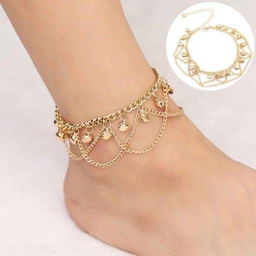 Tassel Bell Anklet Bracelets Gold Foot Chain Charm Beach Anklets for Women Fashion Anklets