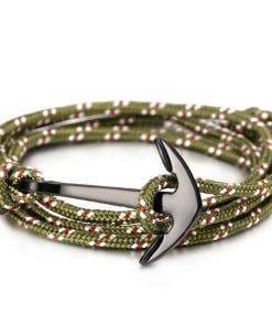 High quality fashion black anchor bracelet men's charm survival rope chain leather friendship bracelet men and women jewelry Bracelets For Men 