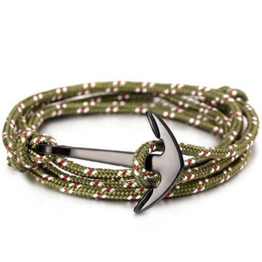 High quality fashion black anchor bracelet men's charm survival rope chain leather friendship bracelet men and women jewelry Bracelets For Men