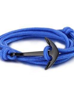 High quality fashion black anchor bracelet men's charm survival rope chain leather friendship bracelet men and women jewelry Bracelets For Men 