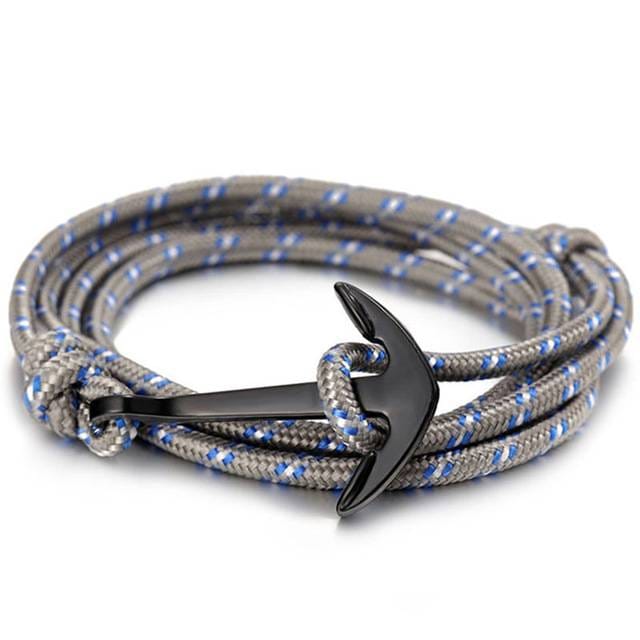High quality fashion black anchor bracelet men's charm survival rope chain leather friendship bracelet men and women jewelry High quality fashion black anchor bracelet men's charm survival rope chain leather friendship bracelet men and women jewelry
