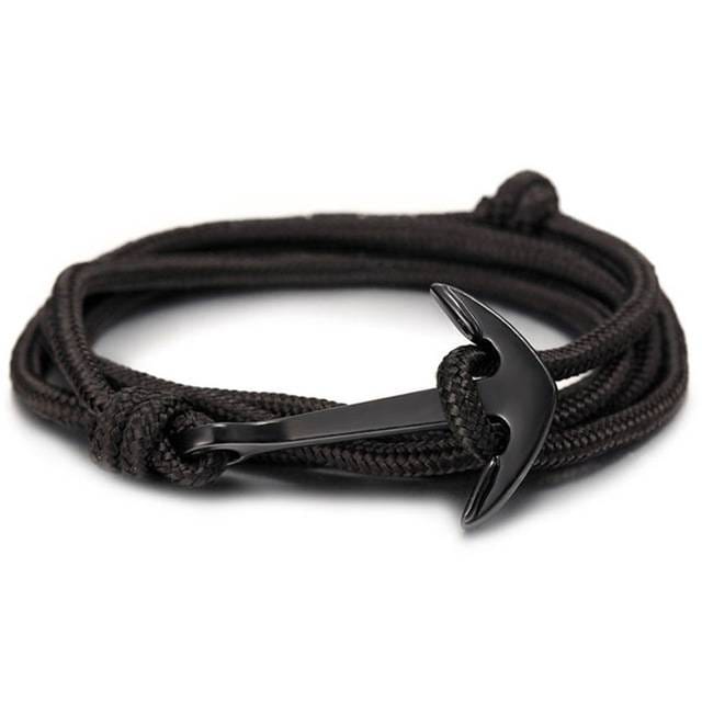 High quality fashion black anchor bracelet men's charm survival rope chain leather friendship bracelet men and women jewelry High quality fashion black anchor bracelet men's charm survival rope chain leather friendship bracelet men and women jewelry