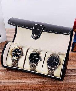 PU Leather 3 Grids Watch Box Travel Roll Case Holder Organizer Display Storage Box My Products Watch Boxes 