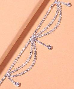 Stonefans Boho Rhinestone Tennis Chain Anklet Foot Wholesale Jewelry Simple Chain Leg Anklet Bracelet Silver Beach Accessories Anklets 