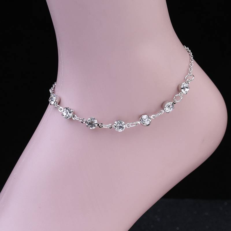 Vintage Fashion Pendant Crystal Anklet For Women Link Chin Bohemian Gold Silver Color Shoe Boot Chain Bracelet Foot Jewelry