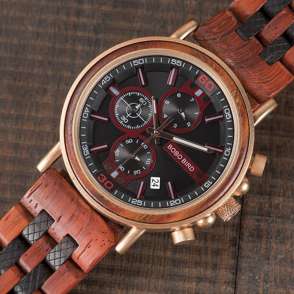 reloj hombre BOBO BIRD New Wooden Watch Men Top Brand Luxury Chronograph Military Quartz Watches for Man Dropshipping Customized