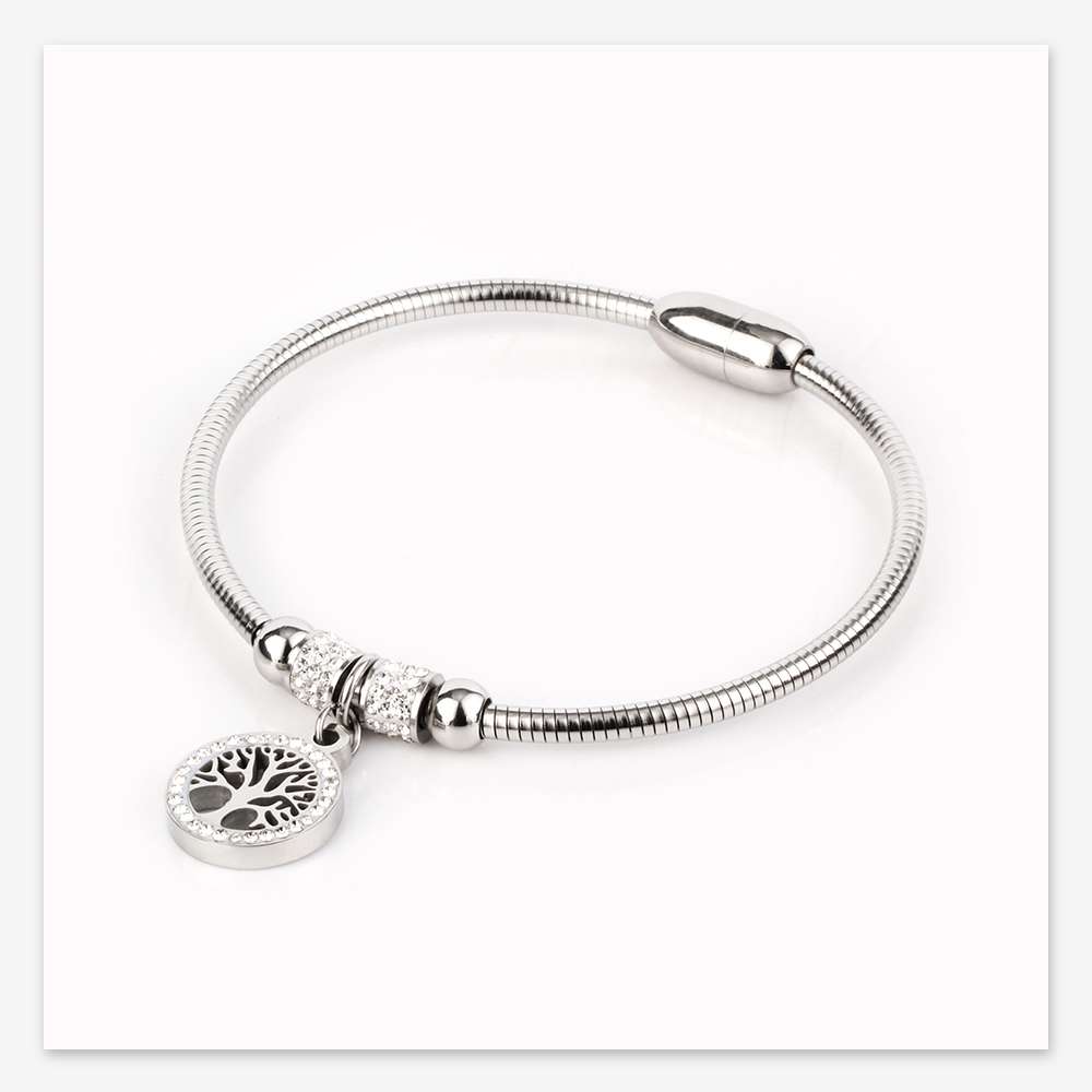 Hollow Tree Flower Bracelets For Women Stainless Steel Crystal Charm Bracelets Magnet Bangles Jewelry Wholesale