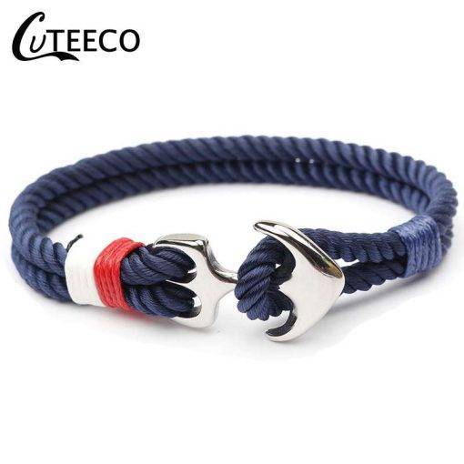 CUTEECO Men Anchor Bracelet High Quality Charm Umbrella Rope Chain Navy Sailboat Men’s And Women’s Survive Sports Metal Hook Bracelets For Men Bracelets For Women