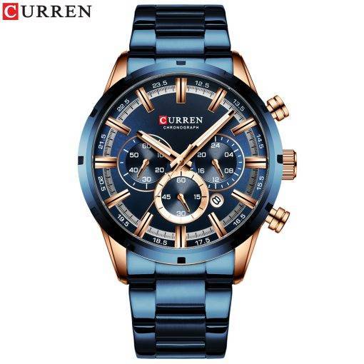 Curren Men's Watch Blue Dial Stainless Steel Band Date Mens Business Male Watches Waterproof Luxuries Men Wrist Watches for Men My Products