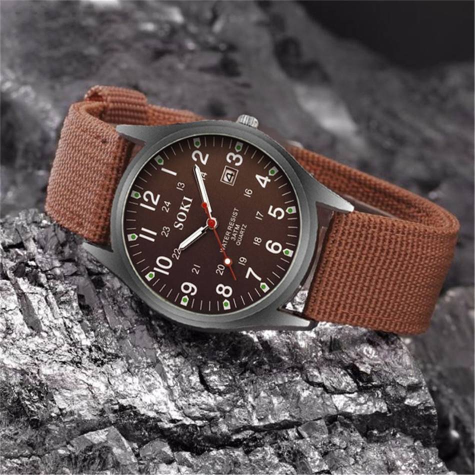 Fashion Mens Watches Luminous Hands Clock Luxury Military Sports Date Quartz Wristwatch Men Casual Nylon Watch relogio masculino