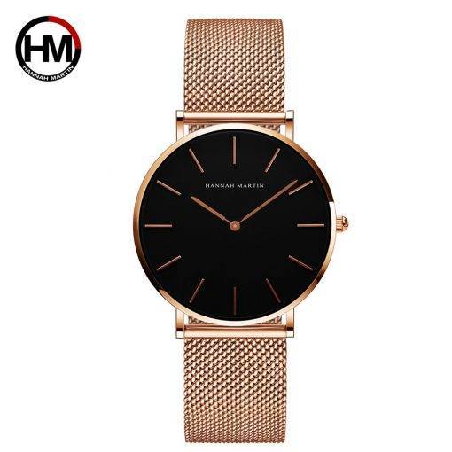 Japan Quartz Movement High Quality 36mm Hannah Martin Women Stainless Steel Mesh Rose Gold Waterproof Ladies Watch Dropshipping My Products