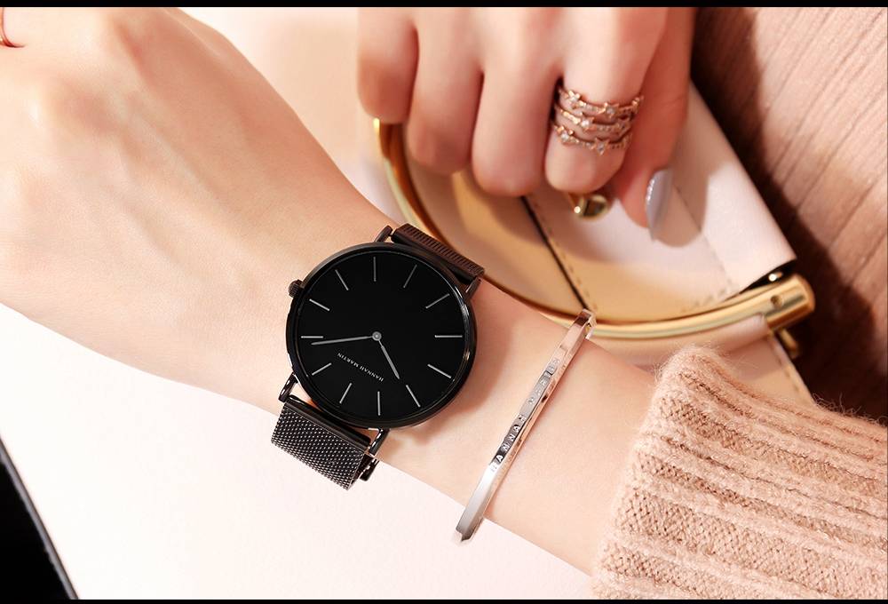 Japan Quartz Movement High Quality 36mm Hannah Martin Women Stainless Steel Mesh Rose Gold Waterproof Ladies Watch Dropshipping Japan Quartz Movement High Quality 36mm Hannah Martin Women Stainless Steel Mesh Rose Gold Waterproof Ladies Watch Dropshipping