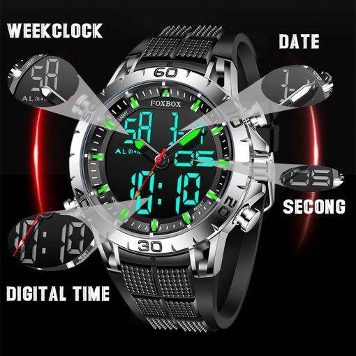 LIGE Creative Mens Watches Top Brand Luxury Dual Display Quartz Watch For Men Sports Waterproof Digital Watch Relogios Masculino My Products