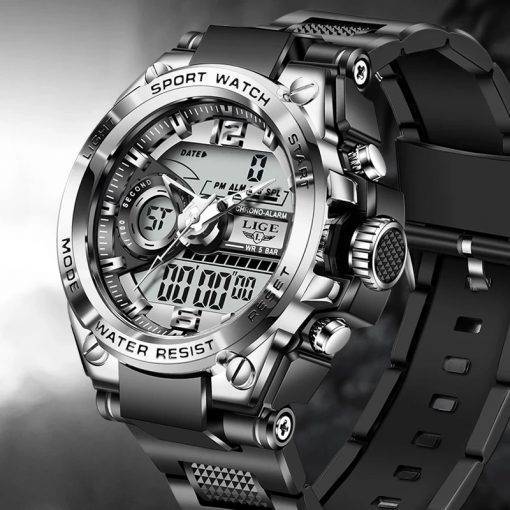 LIGE Digital Men Military Watch 50m Waterproof Wristwatch LED Quartz Clock Sport Watch Male Big Watches Men Relogios Masculino My Products