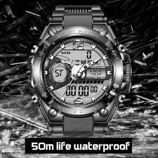 LIGE Men Military Sport Watch Quartz Watches Sports Watches