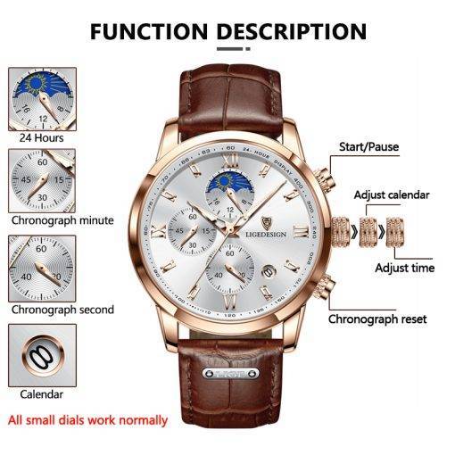LIGE Men Watch Luxury Leather Waterproof Sport Quartz Wristwatch Chronograph Military Watch for Men Relogio Masculino Men‘s Gift Quartz Watches