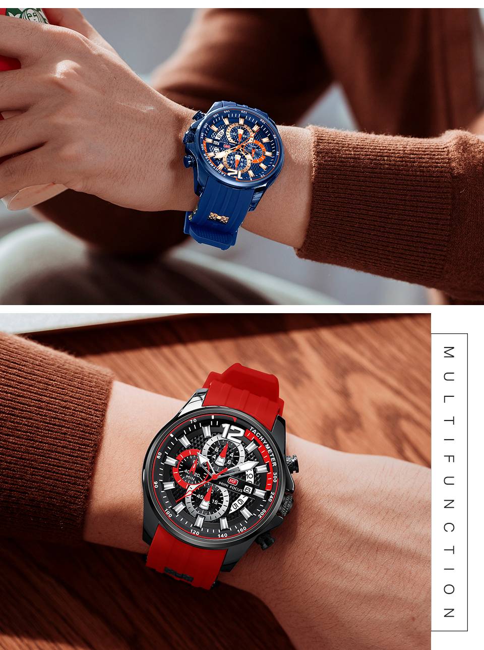 MINI FOCUS Fashion Men's Watches Top Brand Luxury Quartz Waterproof Sports Clock Wristwatch Relogio Masculino Red Silicone Strap MINI FOCUS Fashion Men's Watches Top Brand Luxury Quartz Waterproof Sports Clock Wristwatch Relogio Masculino Red Silicone Strap