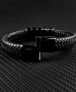 MingAo Free Custom Family Name Bracelets For Men's Stainless Steel Leather Bead Charm Bracelet a Couple's Anniversary women Gift Bracelets For Men 